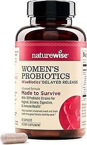 NatureWise Probiotics for Women + Organic Prebiotics D-Mannose & Cranberry - Vaginal Probiotics for PH Balance, Digestive & Urinary Tract - 18 Strains, 20 Billion CFU - 60 Capsules[60-Day Supply]