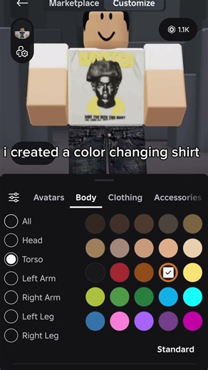 i created a color changing shirt #roblox #clothes #viral #buy #clothing