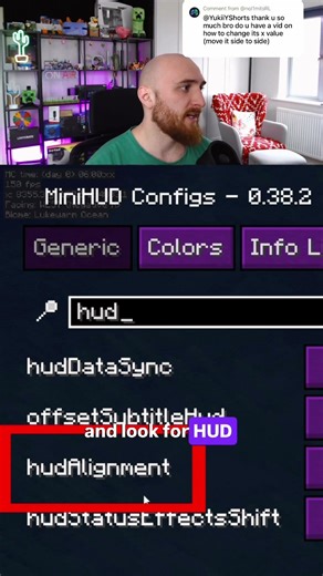 Did you know you can actually chose where your minihud text gets displayed in Minecraft? #Minecraft