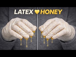 Sticky Honey on Latex Gloves 🤍 Deep Hand Rubbing ASMR (No Talking)