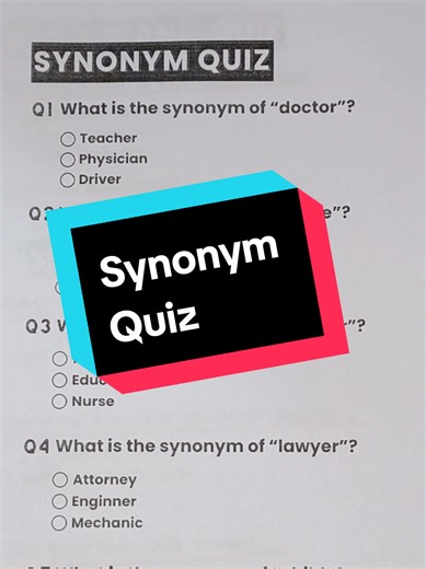 Synonym Quiz - Can you answer 7/7? #quiz #synonyms #synonym #quizvideo #englishquiz