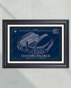 Seattle Seahawks Lumen Field Stadium Blueprint Football Print - Etsy