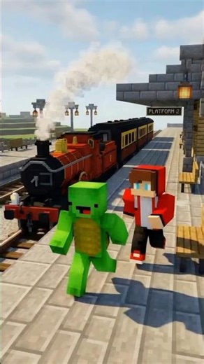 JJ vs Mikey: Giant JJ Train Chase [Minecraft Animation] #minecraft #minecraftshorts #train #mario