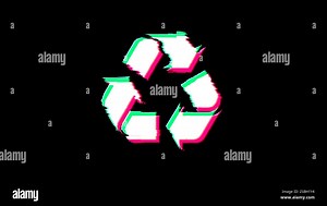 Recycling ecology environment and waste segregation symbol glitch and noise. Abstract concept 3d video distorted icon illustration Stock Photo - Alamy