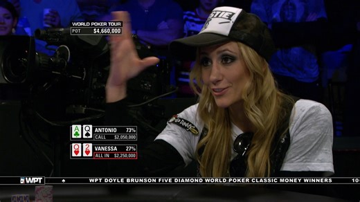 123K views · 533 reactions | The flop is out, and the odds are against her. Vanessa pushes all in—will she draw the right cards to swipe this pot? | World Poker Tour (WPT) | Facebook