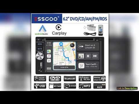 ESSGOO 62 Inch Apple Carplay Android Auto Double 2 DIN Car Stereo Radio CD DVD Player AUX FM Blueto