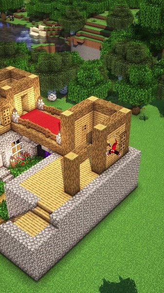 Minecraft Couple Duo House 💞 Easy tutorial to build a survival starter house with your girlfriend 💑