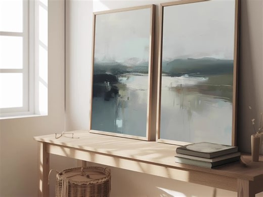 Abstract Art Prints Digital Download, Set of 2, Instant Download, | Blue & Beige - Etsy