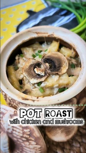 Easy and tasty roast in pot! Chicken + mushrooms in cream Sauce! Delicious idea for dinner.🧑‍🍳
