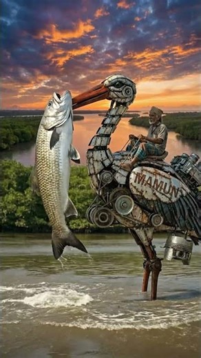 Experimental Prototype Fishing Machine – Heron Style Robot Catches Fish Like a Real Bird! #fishing