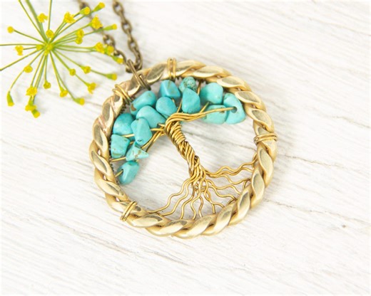 Bronze Tree of Life Pendant | Wire Wrapped Necklace, 8th Anniversary - Etsy