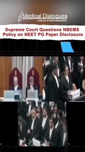 Medical Dialogues on Instagram: "The Supreme Court has expressed reservations over the policy of non-disclosure of NEET PG question papers and answer keys followed by the National Board of Examinations in Medical Sciences (NBEMS). While hearing pleas seeking greater transparency, the Court noted that the rationale behind withholding questions requires closer examination and stated that the issue will be heard in detail. The matter remains under judicial review. Credits: @medicopenia_155 #NEETPG