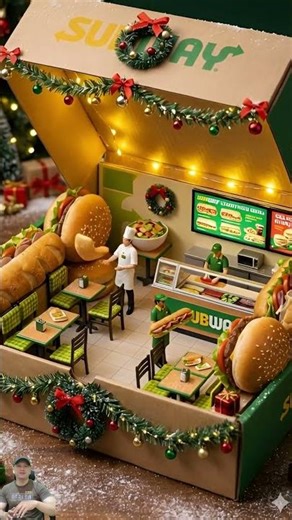 Tiny Subway Workers Making Christmas Sandwiches 🍞✨