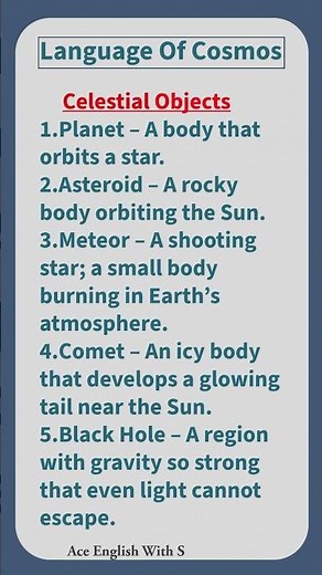 Language Of Cosmos✨🌟(Part-2)Know Your Universe and Elevate Your Vocabulary. #english