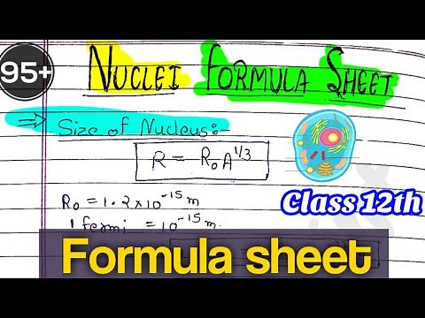 ||Formula Sheet|| Nuclei | Class 12th| Physics chapter 13| ‪@Edustudy_point‬