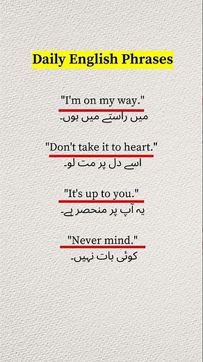 Common English Phrases with Urdu Meaning