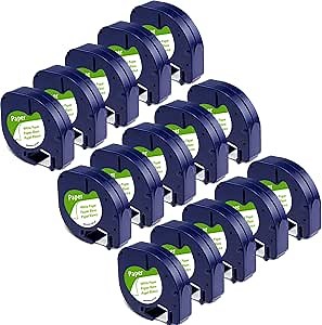 15 Pack 91330 Paper White Label Tape Compatible with Dymo Letratag Refills 12mm x 4m 1/2" x 13' Label Maker Tape Refill for Letra Tag Printer 100H Plus LT-100T LT-200B