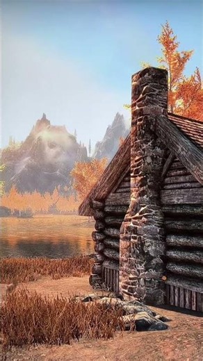 Peaceful Skyrim Cabin by the Lake Relaxing Autumn Ambience