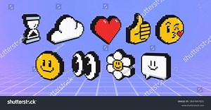 3d Pixel Emoticon Icons 8 Bit Stock Vector (Royalty Free) 2647847831 | Shutterstock