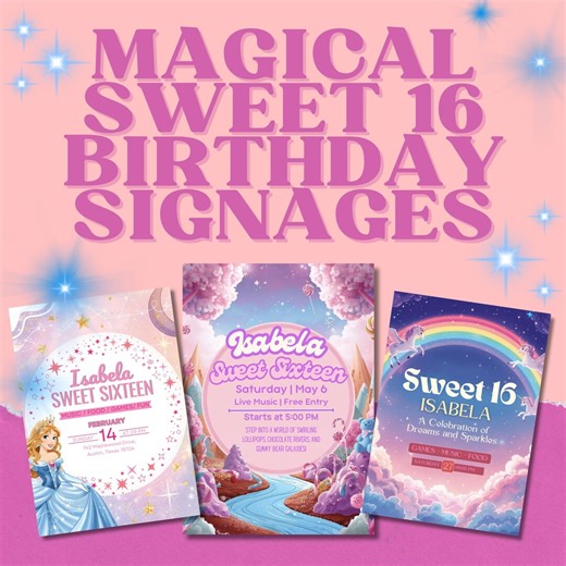 Sweet 16 Birthday Sign Canva Editable Sweet Sixteen Party Sign Template Printable Birthday Poster Digital Download - Etsy