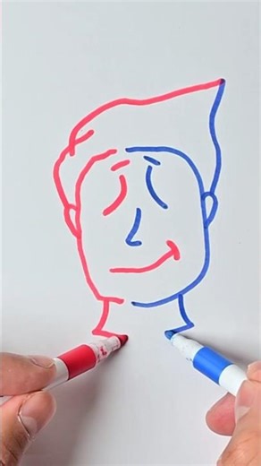 Simple drawing with both hands#shorts