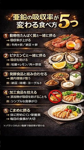 亜鉛の吸収率が変わる食べ方５つ