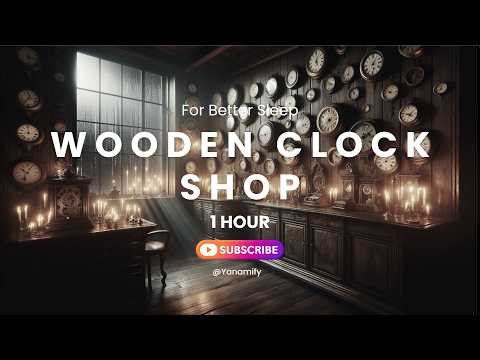 Old Wooden Clock Shop at Night 🕰️ Rhythmic Ticking & Gentle Gear Sounds | 1 Hour