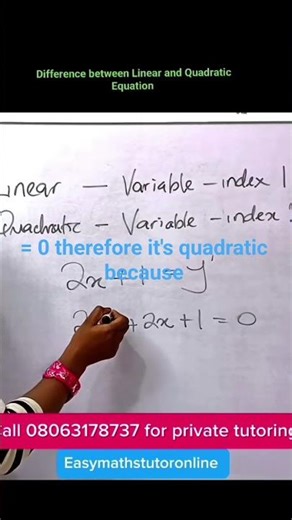 Difference between Quadratic equations and linear equations 🔥#easymathstutor #maths #youtubeshorts