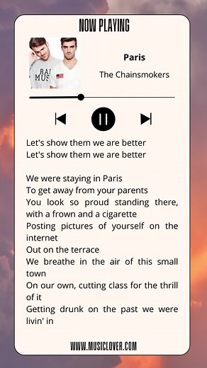 Paris by The Chainsmokers - Full Lyrics Video