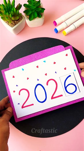 DIY Easy New Year Card in 5min😍❤️ #shorts #happynewyear2026 #newyearcard #ytshorts #craftastic