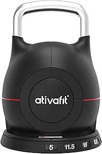 Ativafit 7 in 1 Adjustable Kettlebell 5-44lbs Adjustable Kettlebell with Solid Aluminum Handle Quick Adjustment Weights With Safety Locking Systerm Space Saving Strength Training For Women and Men Full Body Home Gym Workout