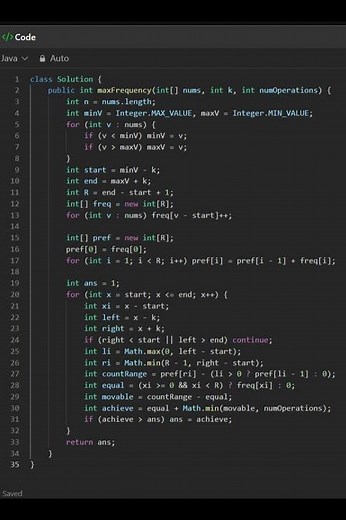 3346 Maximum Frequency of an Element After Performing Operations I