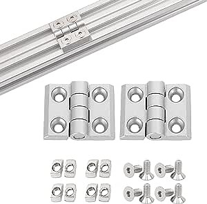 3030 Aluminum Extrusion Profile Frame Hinges Install Kit,2 x Zinc Alloy Hinge,10 x M6 T-Nuts,10 x M6 Hex Socket Flat Head Screw,for Slot 8mm 30s Aluminum Rail Accessories Connector Set