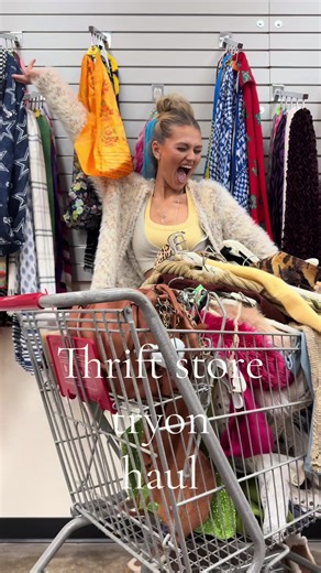 Massive thrift instore tryon haul feat: no dressing rooms #thrifting #thriftwithme #comethriftwithme #tryon #haul