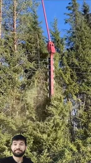 Helicopter Hanging Giant Saw Below || Dangerous Tree Cutting from Sky #youtubeshorts #shorts
