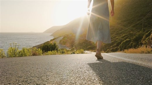 Girl, Road, Back View. Free Stock Video