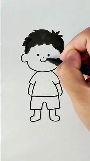 かわいい男の子のイラストを描こう｜簡単な塗り絵 男の子 👦🎨