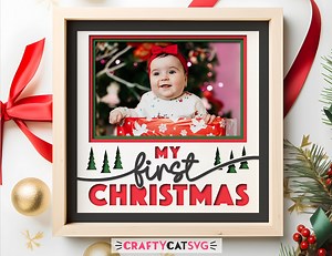 Baby's First Christmas Shadow Box SVG: 3D Photo Frame, Cricut Ready (digital Download) - Etsy