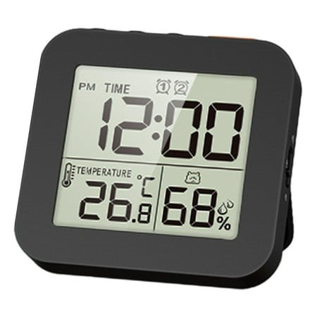 Digital Bathroom Clock Shower Timer Thermometer Hygrometer Wall Clock Large LCD Black - Walmart.ca