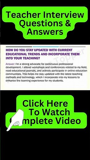 Teacher Interview Questions and Answers | Teacher Job Interview Questions