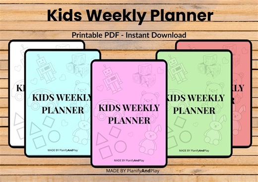 Kids Weekly Planner Pack Multicolor | Fun Weekly Schedule for Children | Printable Kids Planner PDF - Etsy
