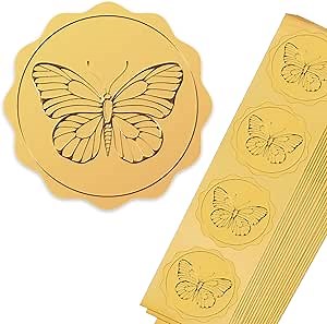 CRASPIRE Butterfly Gold Foil Seals Wedding Embossed Certificate Seals 2 Round Self Adhesive Label Stickers for Wedding Invitations Party Favors Envelopes Graduation Christmas