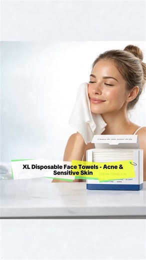 Disposable Face Towels XL for Acne & Sensitive Skin | Ultra Soft | Hygienic Skincare Towel