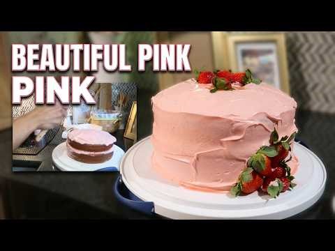 Easy Strawberry Cake Recipe | Beautiful Pink Frosting