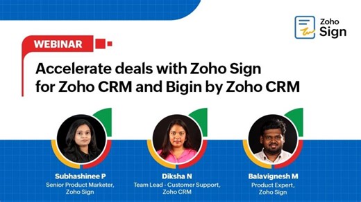 Accelerate deals with Zoho Sign for Zoho CRM and Bigin by Zoho CRM | eSign for Zoho CRM | Zoho Sign