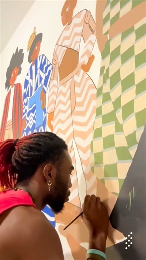 Tribe Nine Studios on Instagram: "Exhibit A of why we trust the youths: Our first 2025 highlight is of Lavardo Wilson @_.1av._ and his co-D Gavin Austin @itzgav__ from The Edna Manley College pulled up to our downtown space, saw the blank walls, and said, “we got you”. What came back was Ancestral Threads; how they saw the Tribe, rooted in history, spirit, and lineage. What was meant to be a six-month residency… one year later, the walls are still talking. One mural, bare laughs, a few blooper-w