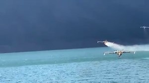 581K views · 5.3K reactions | Wow! This firefighting squadron put on a show for onlookers enjoying Lake Cle Elum on Friday when all four planes made a low pass over the beach in an effort to collect water to fight the massive Evans Canyon Fire in Yakima and Kittitas counties. Video: Stephannie and Darrin Dahl | Source ONE News | Facebook