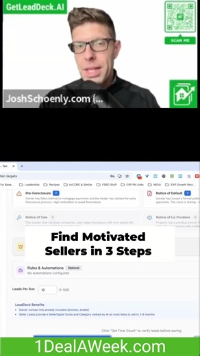 This is one of my favorite motivated seller stacks 👇 Absentee (out of state) tax default involuntary lien Now you’re not talking to everyone — you’re talking to people with real motivation. Smaller list. Better conversations. More success. http://1DealAWeek.com #ClosersCafe | #LeadDeckAI #RealEstateAgents #MotivatedSellers #AbsenteeOwners #DataStacking #AgentTips #RealEstateSales