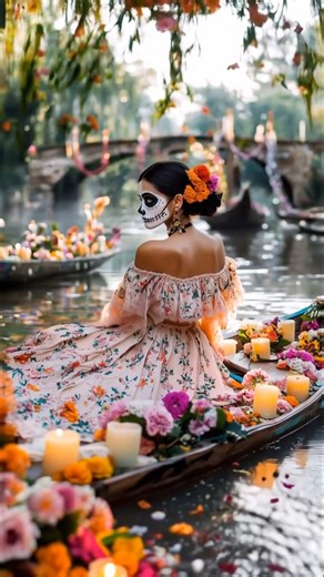 430K views · 24K reactions | Join the Catrinas on an enchanting boat ride through rivers aglow with candlelight for the Día de los Muertos parade ️ | Sprinkle of AI | Facebook