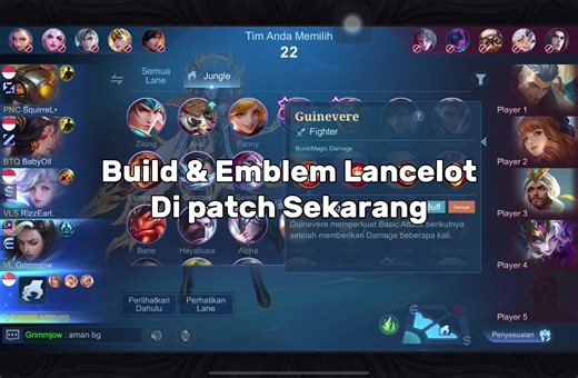 Build dan Emblem Lancelot Terbaik untuk MLBB